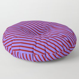 [ Thumbnail: Medium Slate Blue and Dark Red Colored Lines/Stripes Pattern Floor Pillow ]