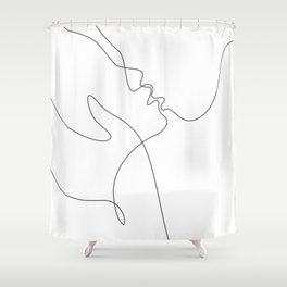 Line art drawing - minimalist kiss. Shower Curtain