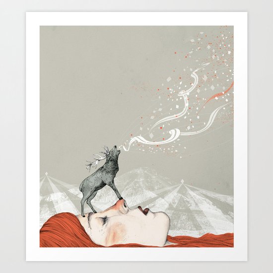Deer Lady! Art Print