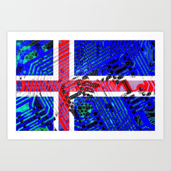 circuit board Flag (iceland) Art Print