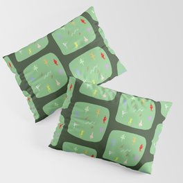 Ballet dancer figures in various colors on light green background Pillow Sham