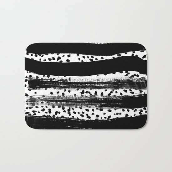 Iver - black and white minimal painting abstract art brooklyn trendy urban street city art work Bath Mat