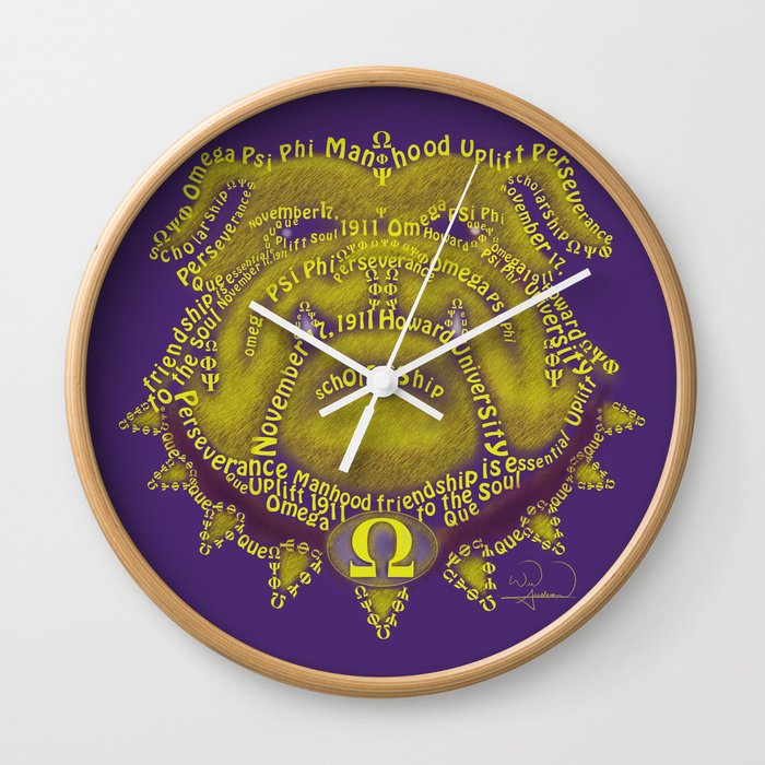 Omega Psi Phi Wall Clock by tazmatic | Society6