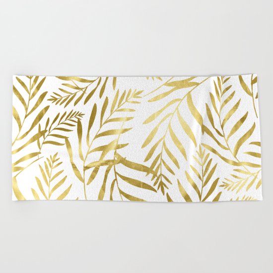 Gold Leaves Beach Towel