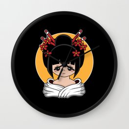Smilinge Geisha Beauty with Hair ornaments Flowers Wall Clock