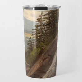 Birch Mountains and Valley Waterfall landscape apinting by Alfred Thompson Bricher Travel Mug