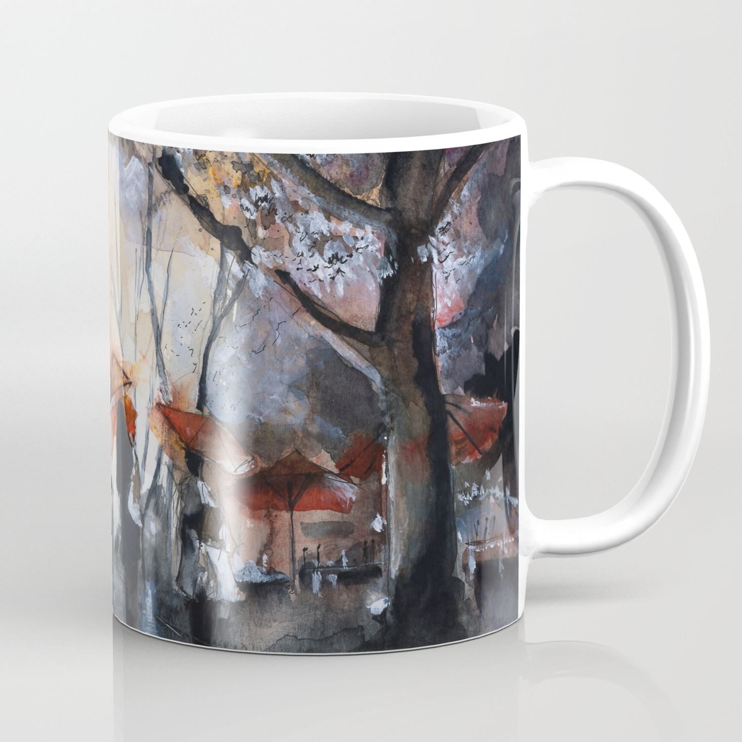 Watercolor Painting Autumn Rain Coffee Mug By Nicolasjolly