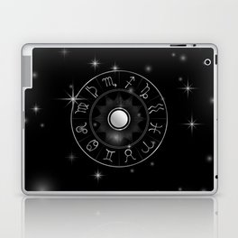 Zodiac astrology circle Silver astrological signs with moon sun and stars Laptop Skin