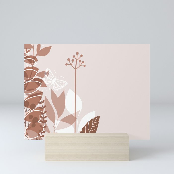 Botanicals and Butterfly Graphic Design 2 Sherwin Williams Cavern Clay SW7701 Mini Art Print