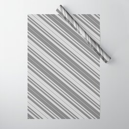 [ Thumbnail: Gray & Light Grey Colored Lined Pattern Wrapping Paper ]