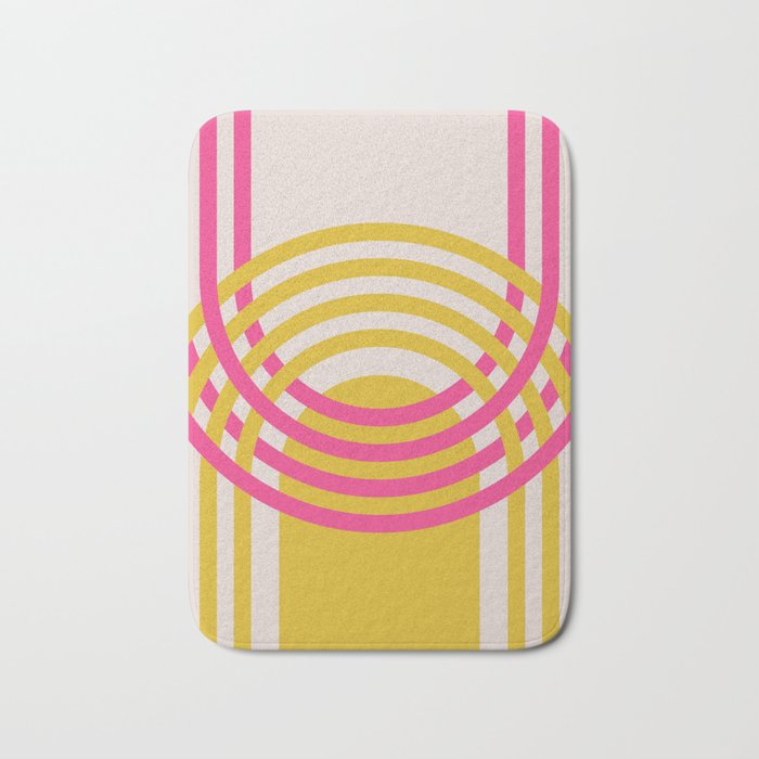 Arches in Fandango Pink and Mustard Yellow Bath Mat