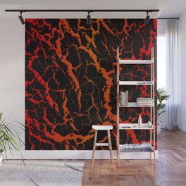 Cracked Space Lava - Red/Orange Wall Mural