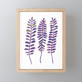 Watercolour Fern Pattern | Purple and Gold Framed Mini Art Print