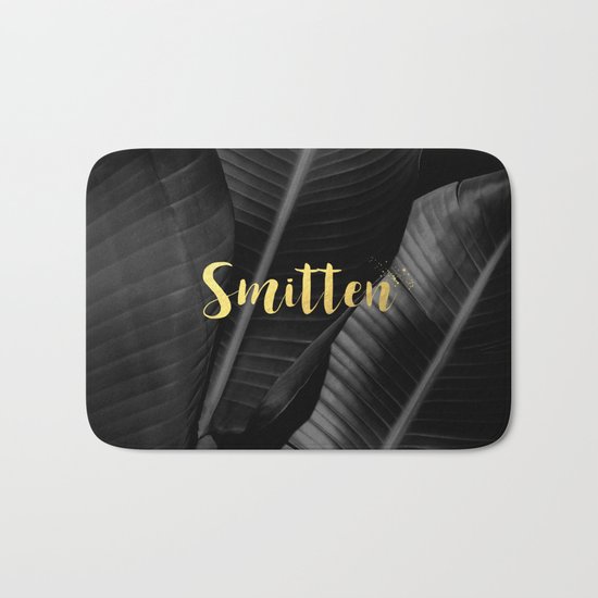 Smitten gold - bw banana leaf Bath Mat