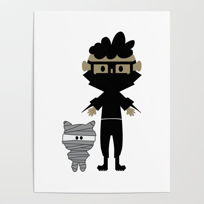 Ninja Guy and Sidekick Mummy Poster