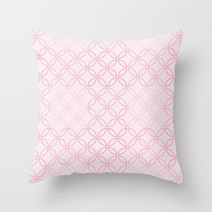 Pink Four Leaf cement circle tile. Geometric circle decor pattern. Digital Illustration background Throw Pillow