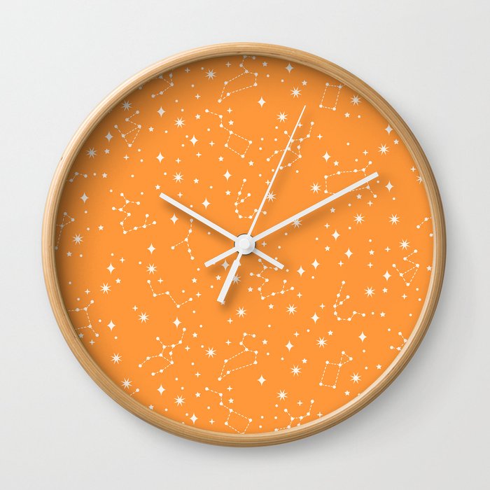 Constellations in the Sky - Orange Wall Clock