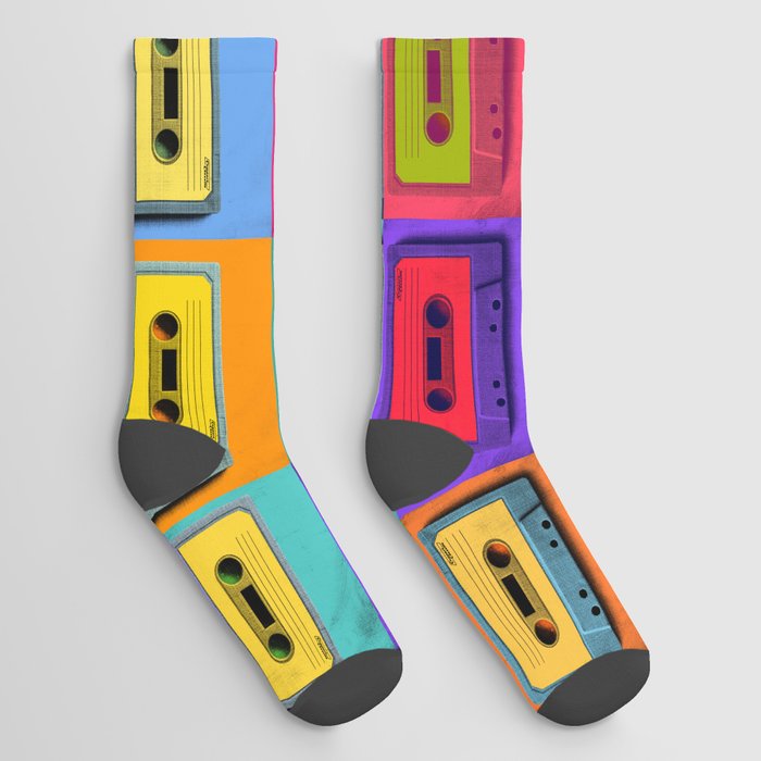 Cassette Tapes Vintage Pop Art Socks
