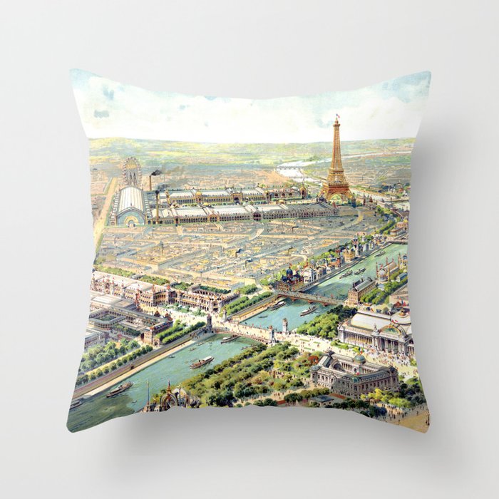Vintage Paris Print: Paris World Fair 1900 Throw Pillow