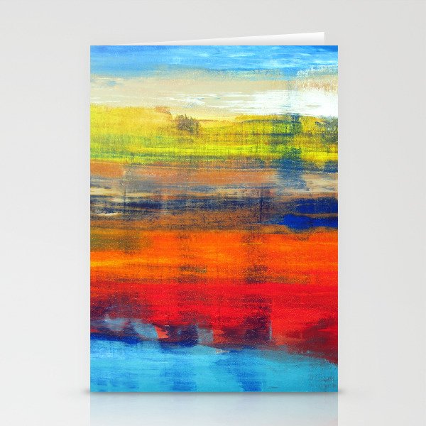 Horizon Blue Orange Red Abstract Art Stationery Cards