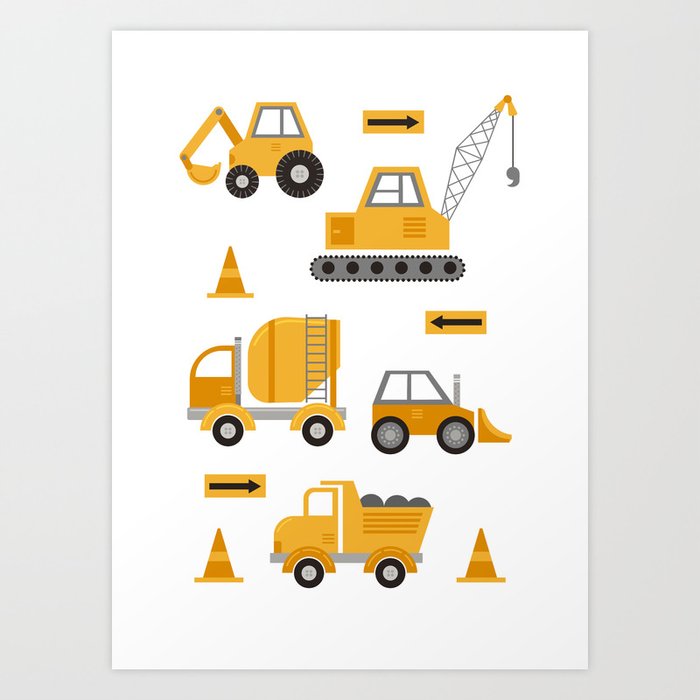 Construction Trucks Art Print