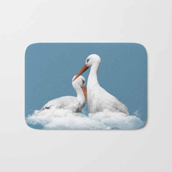 STORKS ON CLOUDS (animals love) Bath Mat