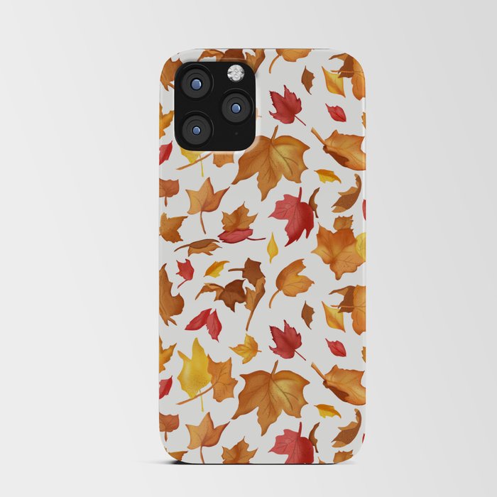 Fallen Autumn Leaves in White iPhone Card Case