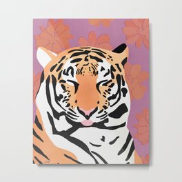 Silly Tiger Metal Print | Wildcat, Mod, Modern, Animal, Floral, Pop Art, Lion, College, Leopard, Digital 