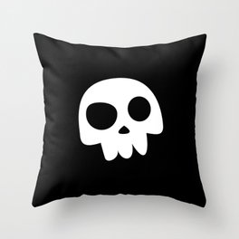 Skull Head logo with Three Teeth | Bones, white, pirates, symbolism, mortality, death, Halloween Throw Pillow