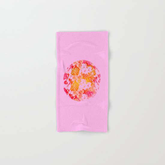 pink floral in a circle Hand & Bath Towel