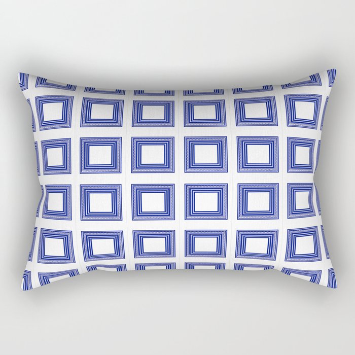 Blue and White Lines Geometric Abstract Pattern Rectangular Pillow
