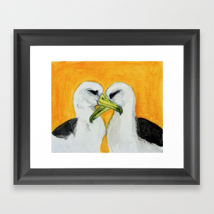 Orange Albatross Pair in Love Framed Art Print