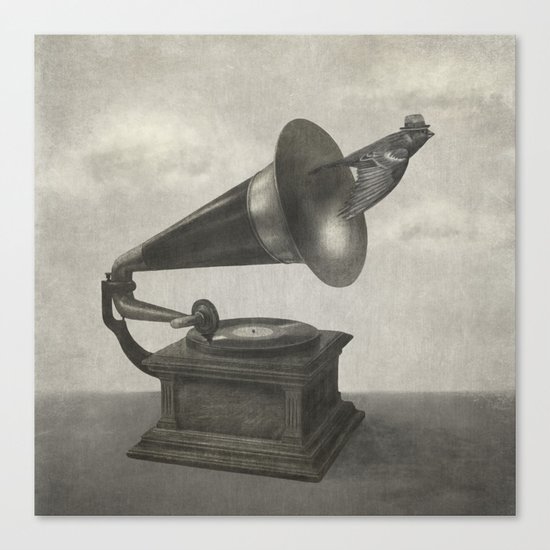 Vintage Songbird (mono) Canvas Print