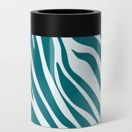 Mid Century Modern Zebra Print Pattern - Green and White Can Cooler