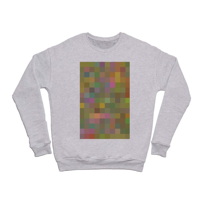 geometric square pixel pattern abstract in green pink yellow Crewneck Sweatshirt