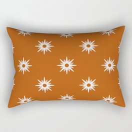 Orange atomic mid century white stars pattern Rectangular Pillow