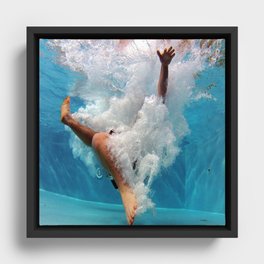Pool - Blue Water - Beach - Ocean - Waves - Splash Framed Canvas