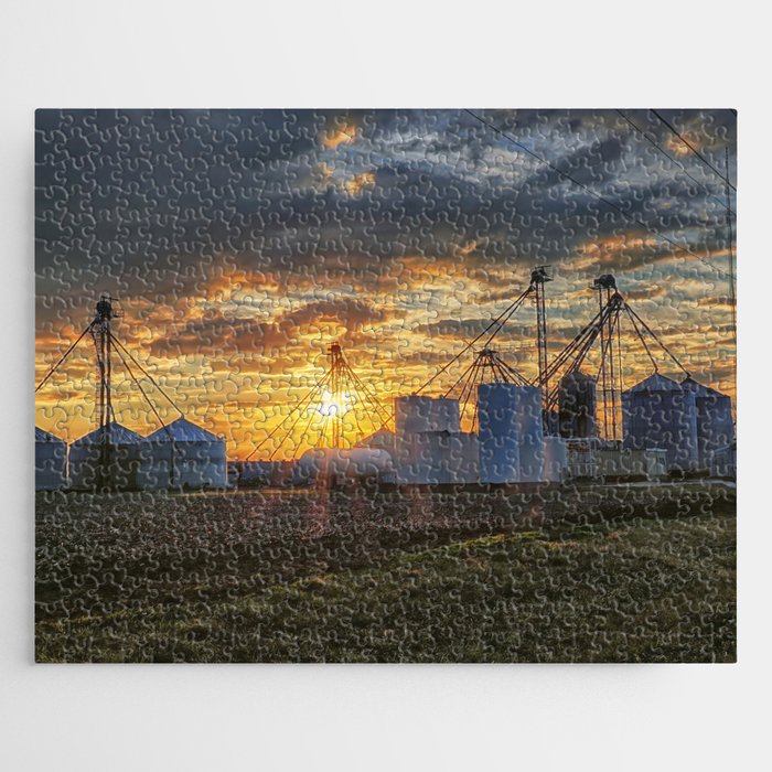 Bins and Silos at Sunset Jigsaw Puzzle