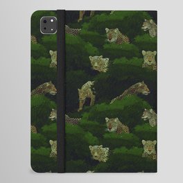 seamless pattern of hidden leopards among green foliage iPad Folio Case