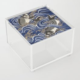 Gift Cover (Fukusa) with Carp in Waves Acrylic Box
