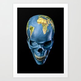 Bad Earth Art Print | Ocean, Geography, Nature, Map, Sea, Head, Evil, Graphicdesign, Environment, Planet 
