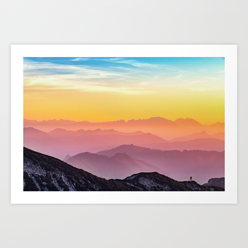 mountains landscape photography rainbow art print by photoshop