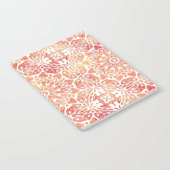 Oriental Watercolor ornament pattern yellow orange Notebook
