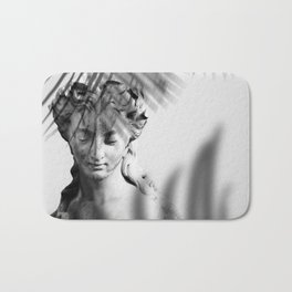 Shadowy Woman - Black and White Photography Bath Mat | Botanical, Woman, Face, Photo, Statue, Neoclassical, Beauty, Female, Shadows, Palmtree 