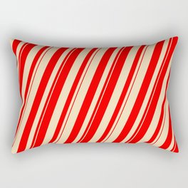 [ Thumbnail: Tan and Red Colored Lines Pattern Rectangular Pillow ]