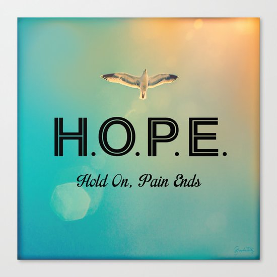 Always Have Hope (Seagull Flying in Teal Sky) Canvas Print
