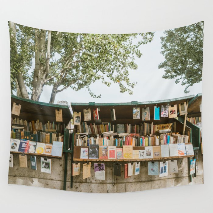 Colorful Book Vendor stall, Paris Wall Tapestry
