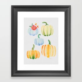 Modern Pumpkins In Watercolor Pattern and Wall Art Framed Art Print