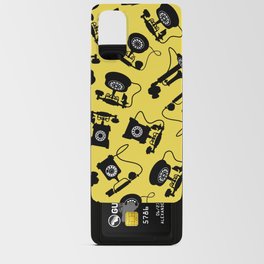 Black Vintage Rotary Dial Telephone Pattern on Yellow Android Card Case
