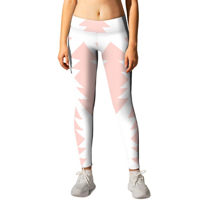 Southwest Criss Cross Pattern in Pink and White Leggings